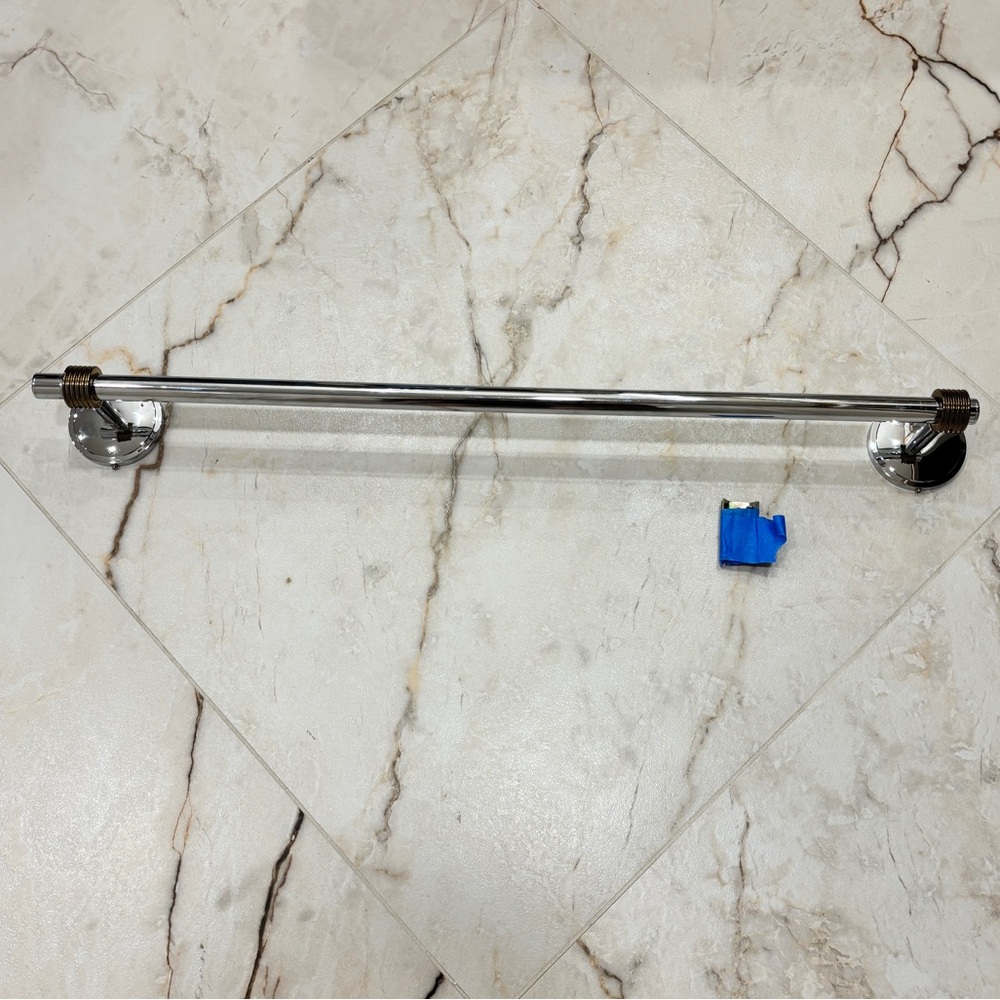 Gatco Design 24” Chrome Wall-Mount Towel Bar Silver w/ Gold Accent